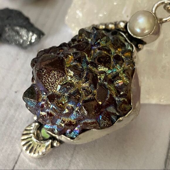 Titanium Druzy pearl Handmade ethnic style Pendant - Picture 5 of 7